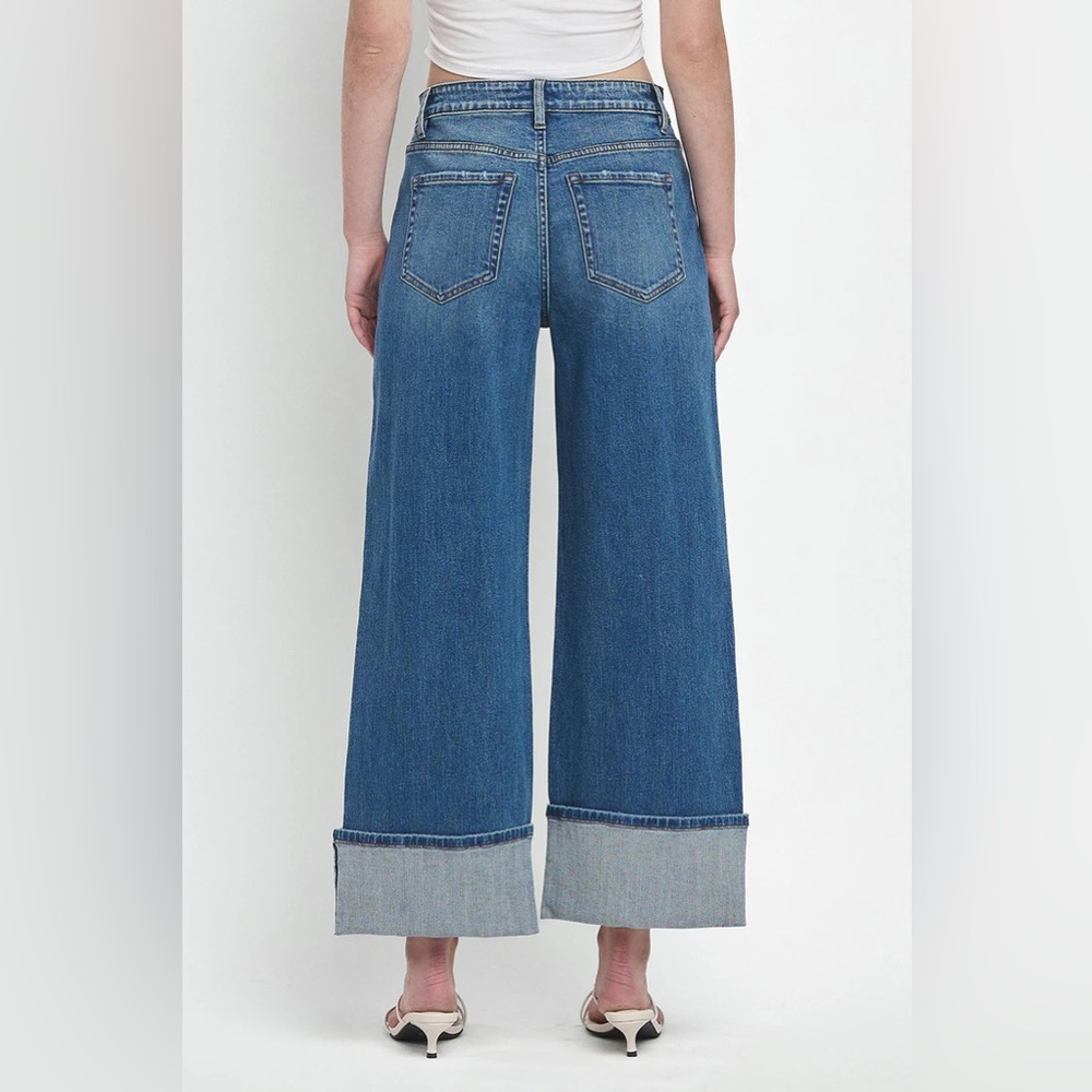 Flying Monkey Super High Rise Cuffed Baggy Wide Leg Denim Jeans - Picture 6 of 8